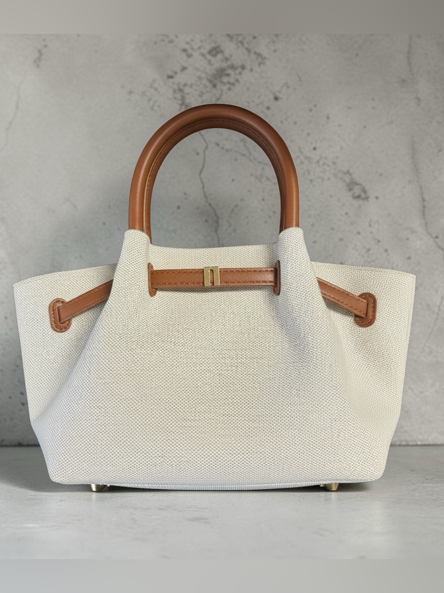Jw Pei Hanna “Look-A-Like” Canvas Mini Tote Bag, Cream/Cognaq